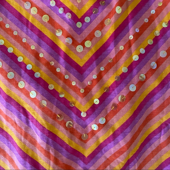 Halter Sequin Dress Orange Purple Peach Gold Tie - Picture 9 of 11